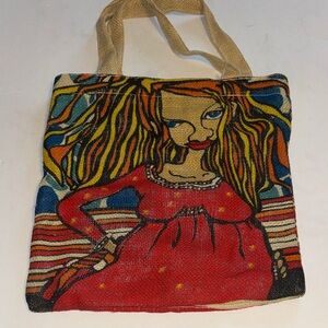 MULTICOLORED JUTE BAG OF A WOMAN WITH AN ATTITUDE…CHIC..ONE OF A KIND SO UNIQUE